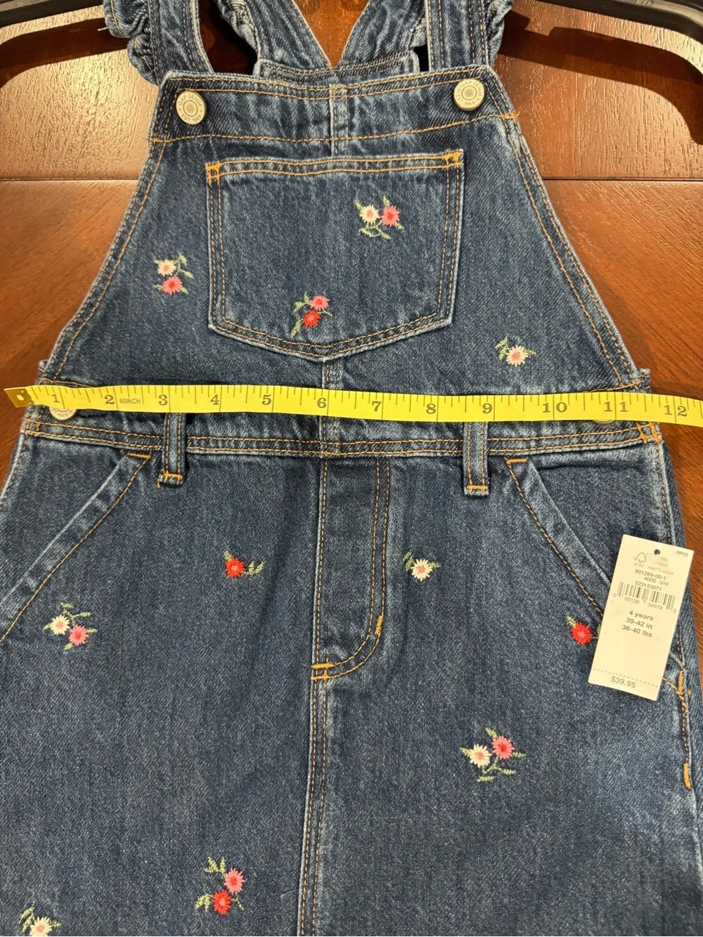 GAP Dark Blue Embroidered Denim Overall Dress